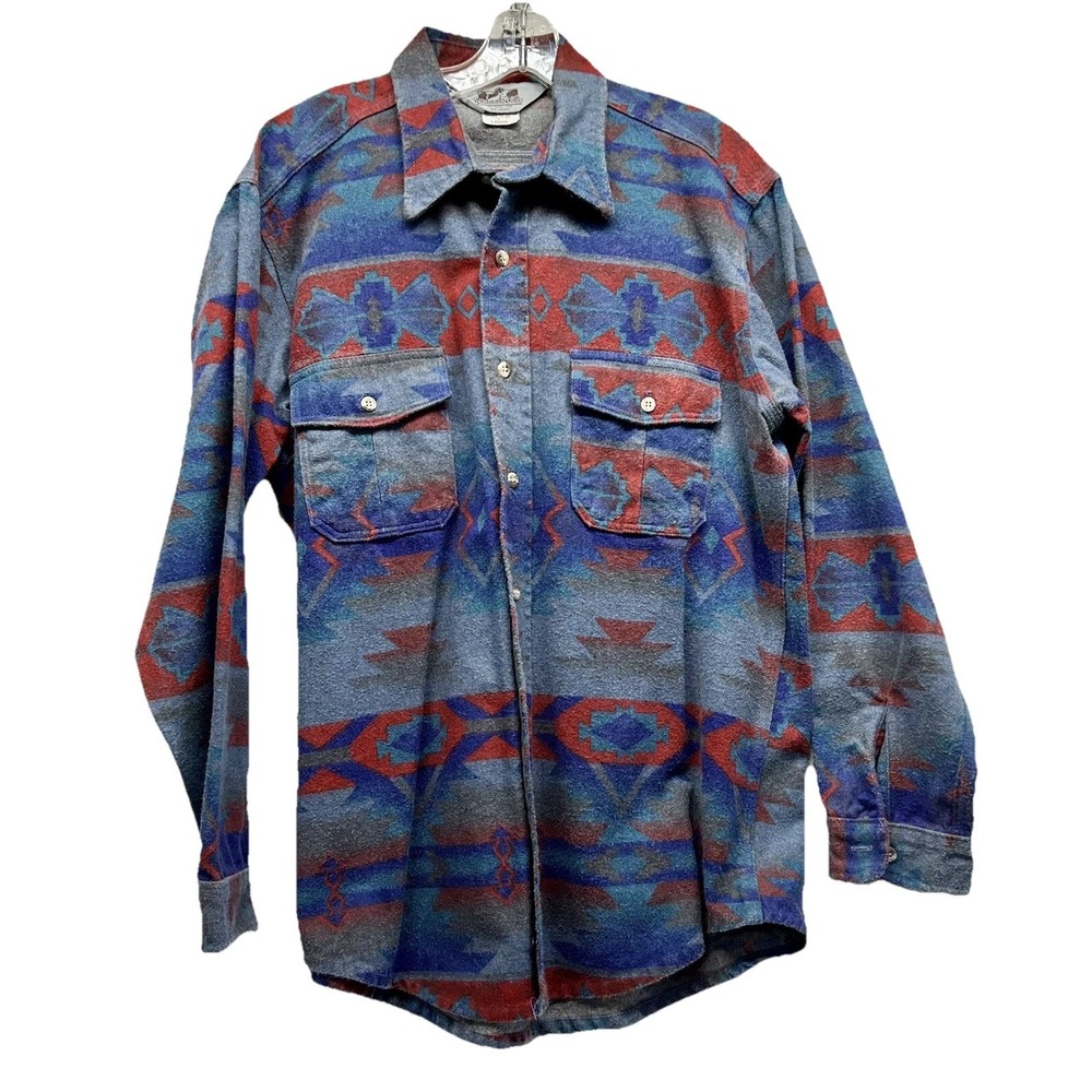 Vintage The Sportsmans Guide Aztec Mens Large USA Cotton Shirt (G6)